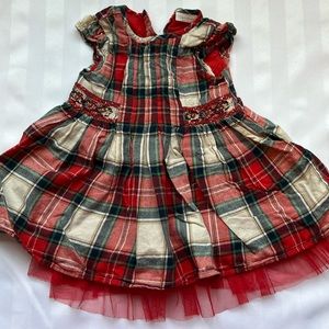 Next Baby Brand, Red Plaid Tulle Hem Toddler Dress